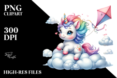 Whimsical Baby Unicorn Bouncing | Clipart Product Image 2