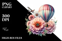 Vintage Hot Air Balloon PNG Product Image 1