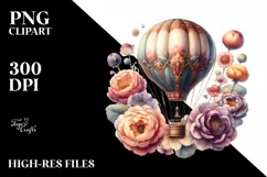 Vintage Hot Air Balloon PNG Product Image 3