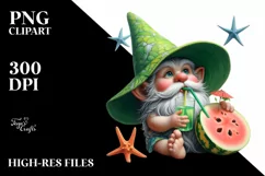 Detailed Gnome with Beachwear Drinking Clipart Product Image 1