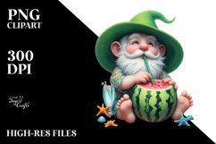 Detailed Gnome with Beachwear Drinking Clipart Product Image 1