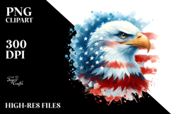 Washed Patriotic Bald Eagle | Summer Sticker Clipart Product Image 2