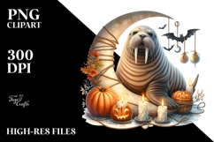 Autumn Walrus with Jack-o&#039;-Lanterns PNG Product Image 2