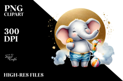 Elephant in Beachwear Drinking Cocktail PNG Product Image 2