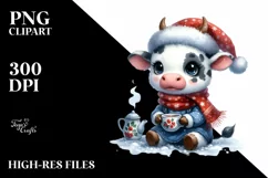 Expressive Cow in Winter Attire PNG Product Image 3