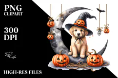 Autumn Puppy with Jack-o'-Lanterns PNG Product Image 2
