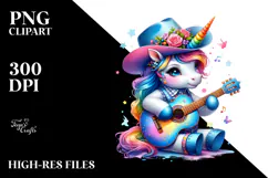 Baby Unicorn with Guitar PNG Product Image 2
