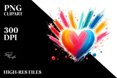 Colorful Paintbrush Heart PNG Product Image 2