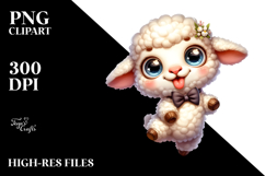 Cartoony Lamb with Bow Tie PNG Product Image 2