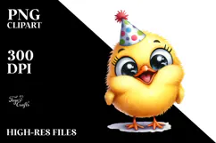 Funny Chick Party Hat Watercolor Clipart Product Image 2