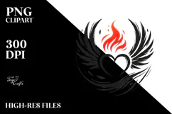 Heart with Wings and Fire Paintbrush Style PNG Product Image 2