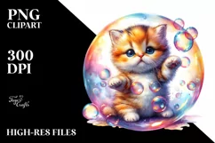 Colorful Baby Cat Twirling Bubble | Clipart Product Image 1