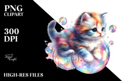 Colorful Baby Cat Watercolor Whimsical Product Image 2