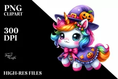 Baby Unicorn Halloween Watercolor Clipart Product Image 3