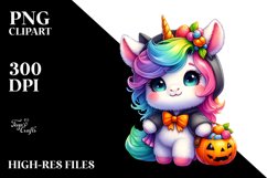 Baby Unicorn Halloween Watercolor Clipart Product Image 3