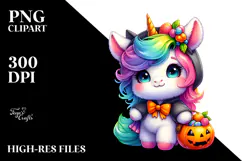 Baby Unicorn Halloween Watercolor Clipart Product Image 2