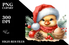 High Baby Duck with Santa Hat PNG Product Image 2