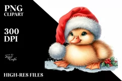 High Baby Duck with Santa Hat PNG Product Image 1