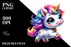 Cute Baby Unicorn Running PNG Product Image 2