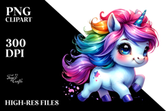 Cute Baby Unicorn Running PNG Product Image 2