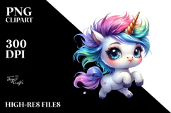 Cute Baby Unicorn Running PNG Product Image 2