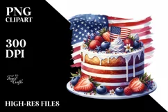 Vintage Cake,USA Flag | Sublimation | Clipart Product Image 3