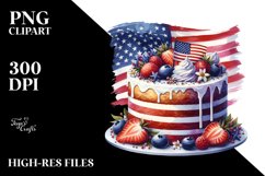 Vintage Cake,USA Flag | Sublimation | Clipart Product Image 1