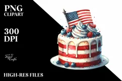 Vintage Cake,USA Flag | Sublimation | Clipart Product Image 1