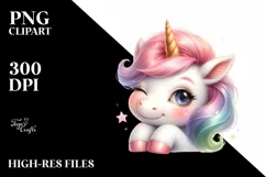 Winking Baby Unicorn with Haircut | Clipart Product Image 1