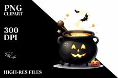 Funny Halloween Cauldron Clipart, PNG Product Image 3