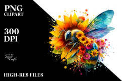 Vibrant Watercolor Bee, Transparent PNG Product Image 2