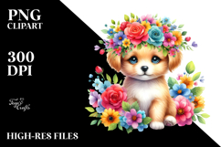 Vibrant Puppy with Flower Crown, Transparent PNG Product Image 2