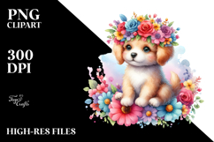 Vibrant Puppy with Flower Crown, Transparent PNG Product Image 2