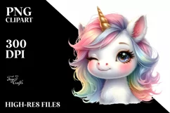 Winking Baby Unicorn with Haircut | Clipart Product Image 1