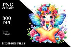 Cute Butterfly with Flower Crown, Transparent PNG Product Image 2