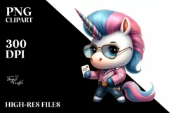 Watercolor Pastel Cute Baby Unicorn Posing Product Image 1