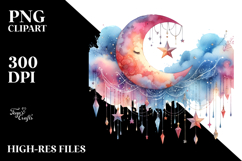 Vibrant Half Moon with Stars PNG Product Image 2