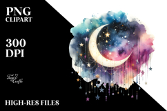 Vibrant Half Moon with Stars PNG Product Image 2