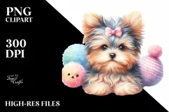 Cute Yorkipoo Watercolor Animal Clipart Product Image 3