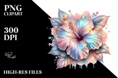 Abstract Shiny Watercolor Hibiscus Clipart Product Image 1