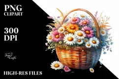 Vibrant Colorful Watercolor Basket Daisy Product Image 3
