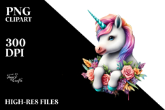 Colorful Baby Unicorn Urban Scene PNG Product Image 2