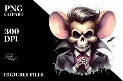 Vampire Skull with Hair Inspired by Jerry the Mouse PNG Product Image 1