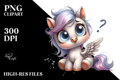 Funny Baby Pony Dove Standing | Watercolor Clipart Product Image 2