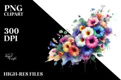 Colorful Bouquet with Morning Glory | Sublimation Clipart Product Image 1