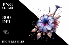 A Shiny Petunia Clipart with Watercolor Splash Product Image 1