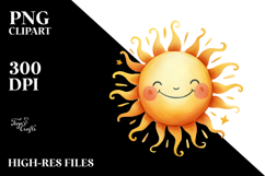Simple Watercolor Sun with Smiling Background Product Image 2
