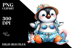 Sleeping Baby Penguin in Beachwear PNG Product Image 2