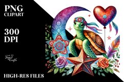 Boho Turtle Sitting on a Star PNG Product Image 2