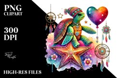 Boho Turtle Sitting on a Star PNG Product Image 2